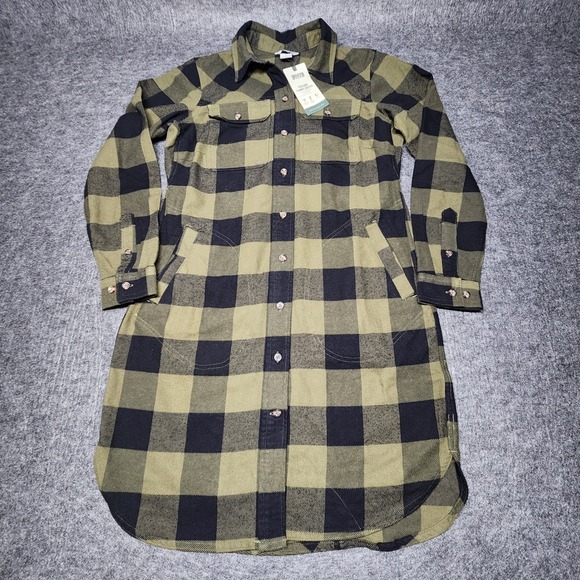 Duluth Trading Co Dresses & Skirts - Duluth Trading Womens Folklore Flannel Duster Dress Green Buffalo Plaid XS NEW